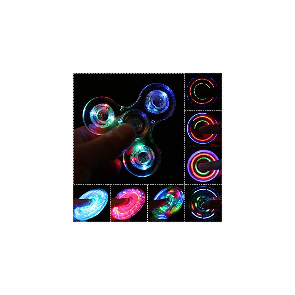 SCIONE Crystal LED Light Fidget Spinner for Kids,LED Light up Fidget Toy for Toddlers,Glow in The Dark Party Supplies Stress Relief for Children Adul
