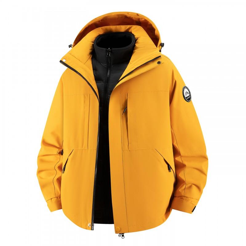 Men Women 3-in-1 Outdoor Waterproof Windproof Jacket With Detachable Down Inner Layer Hiking Camping Winter