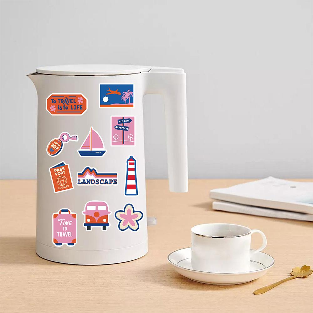 50PCS Travel Stickers Stationary Nostalgia Laptop Luggage Card Aesthetic Creative DIY Gift Art Picture Gifts Coffee Sticker