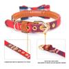 Modisches&coole Hundehalsbänder für kleine Katzen Hunde, 2er-Pack Weiches & Komfortables Design Karomuster Verstellbare PU-Leder Haustierhalsbänder Fliege +Dreieckiges Handtuch-Stil für