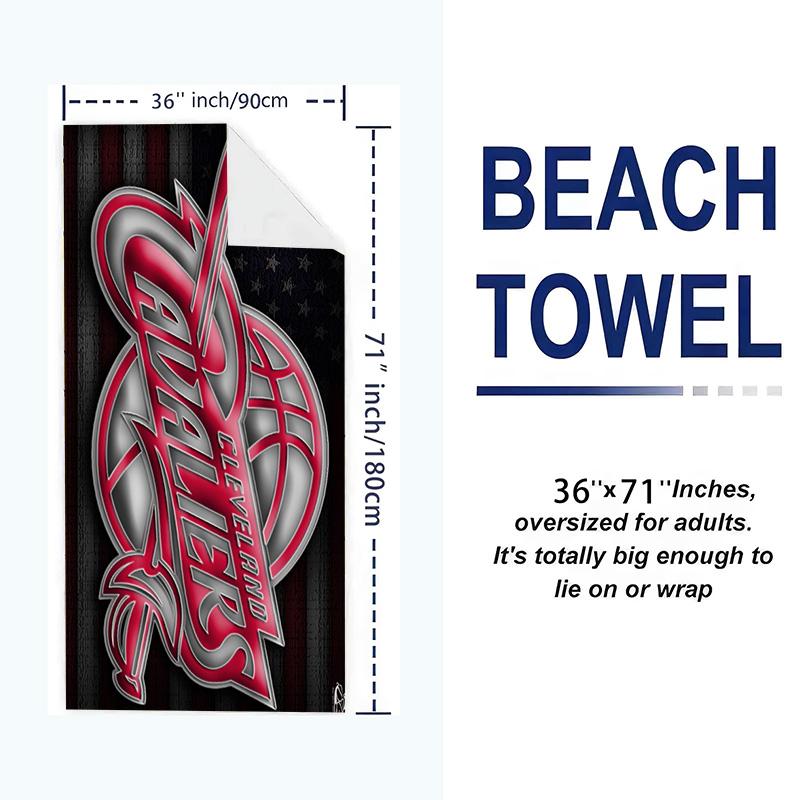 Cleveland Cavaliers Logo Print Beach Towel, Large Soft Quick Dry Towel for Beach Camping Swimming