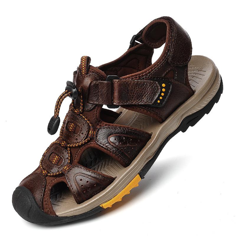 Fashion Brand Summer Men's Sandals Genuine Leather Beach Roman Sandals New Comfortable Men Outdoor Sneakers Plus Size Summer Men Shoes