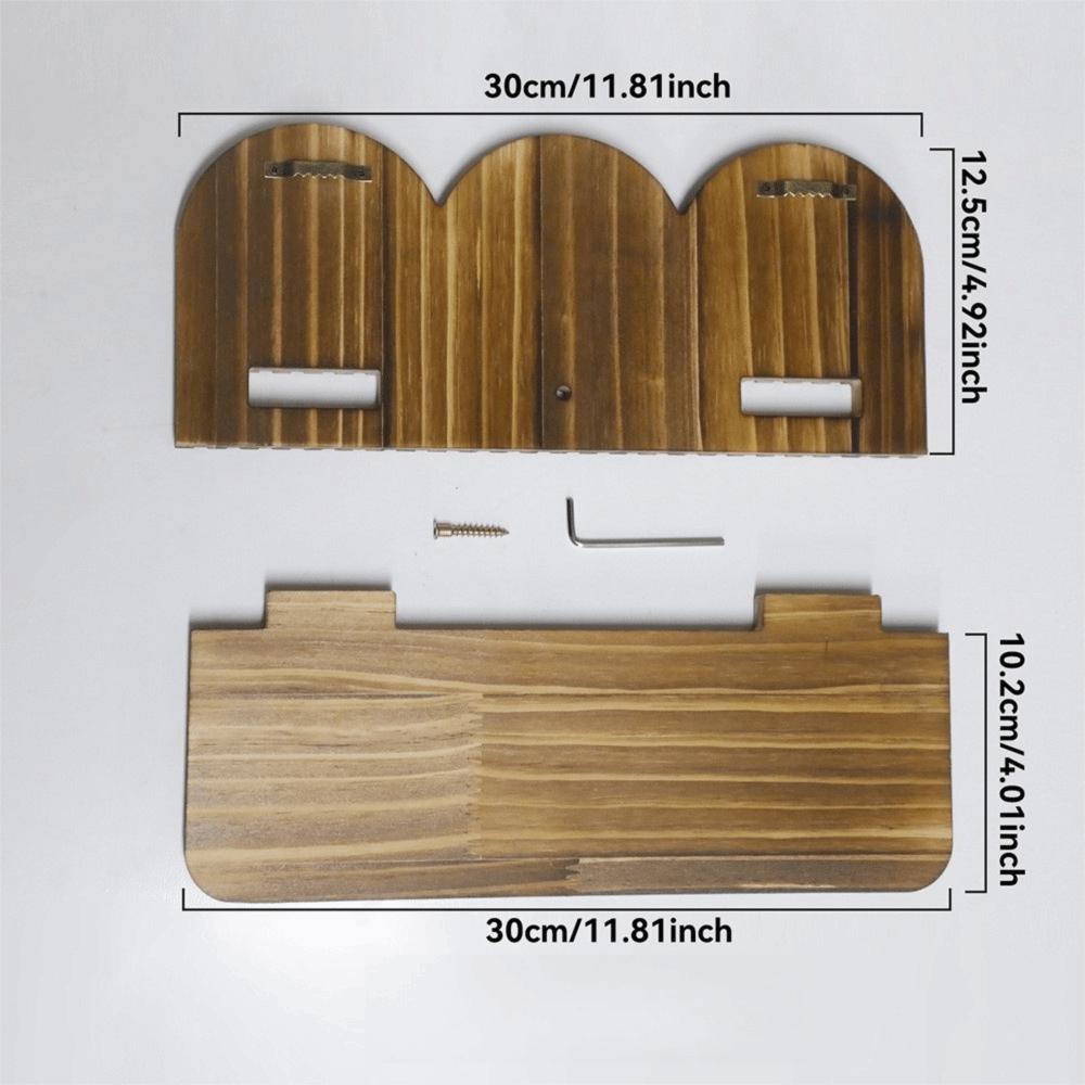 Wall Mounted Boho Wooden Shelves Rainbow Design Geometric Arched Wall Shelves Floating Threaded Multi-Layer