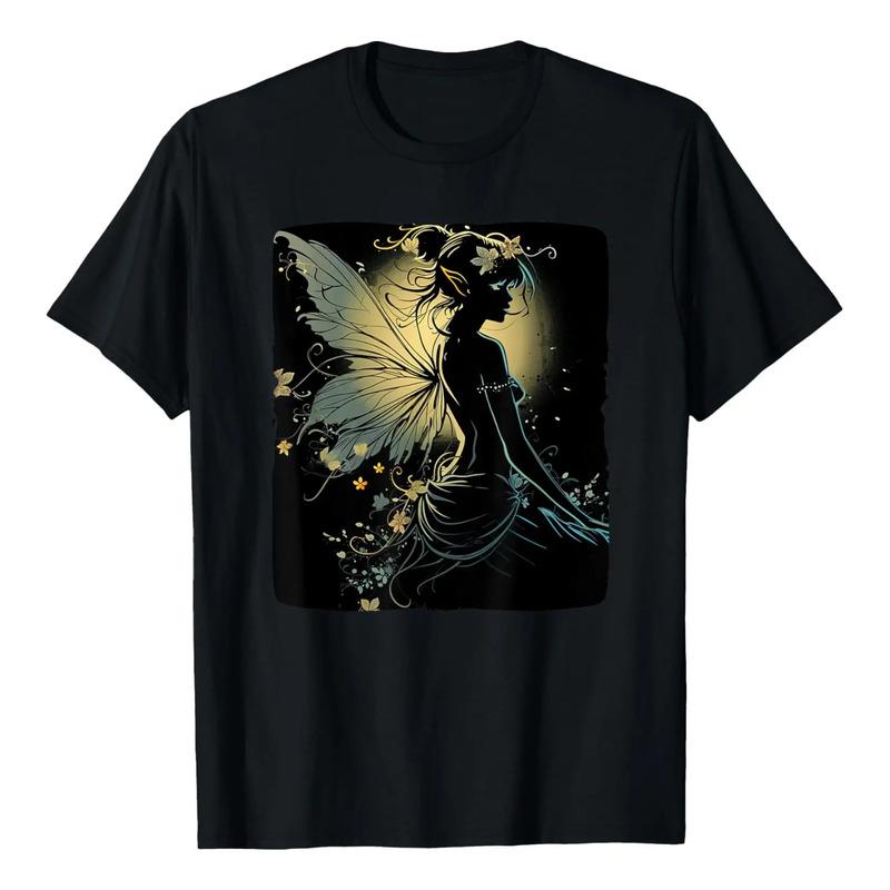 Bonita Camiseta Negra Con Forma De Hada Con Alas S