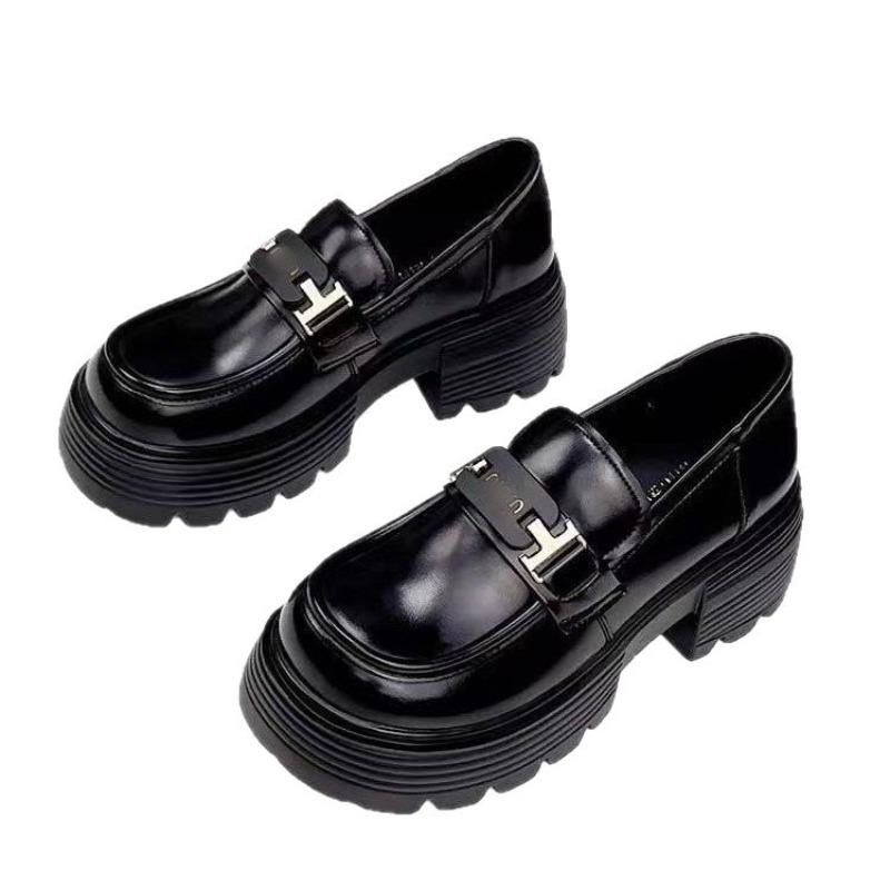 Herbst Retro Dicksohlige Erhöhende Damen Neue Kleine Lederschuhe Damenschuhe Vielseitige Pendlerschuhe