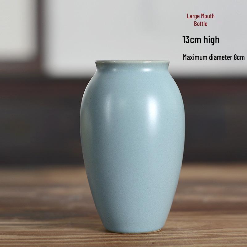 Vaso Ceramica Blu Zen - Mini Composizione Floreale, Ornamento per Soggiorno, Portafiori Secchi, Decorazione Floreale Arte Cerimonia del Tè Giapponese.