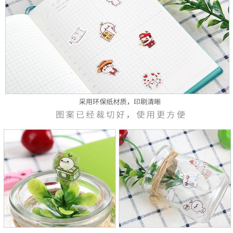 6Pcslot Korean Waterproof Cartoon Cute Transparent Diy Decoration Stickers Hand Account Stickers Kawaii Plastic Cup Stickers