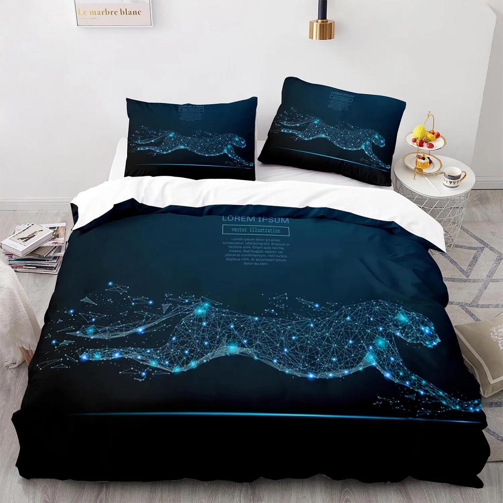 Leopard Duvet Cover King Queen Size Black Panther Bedding Set For Teens Boys Men Cheetah Quilt Cover Wild Animal Comforter Cover