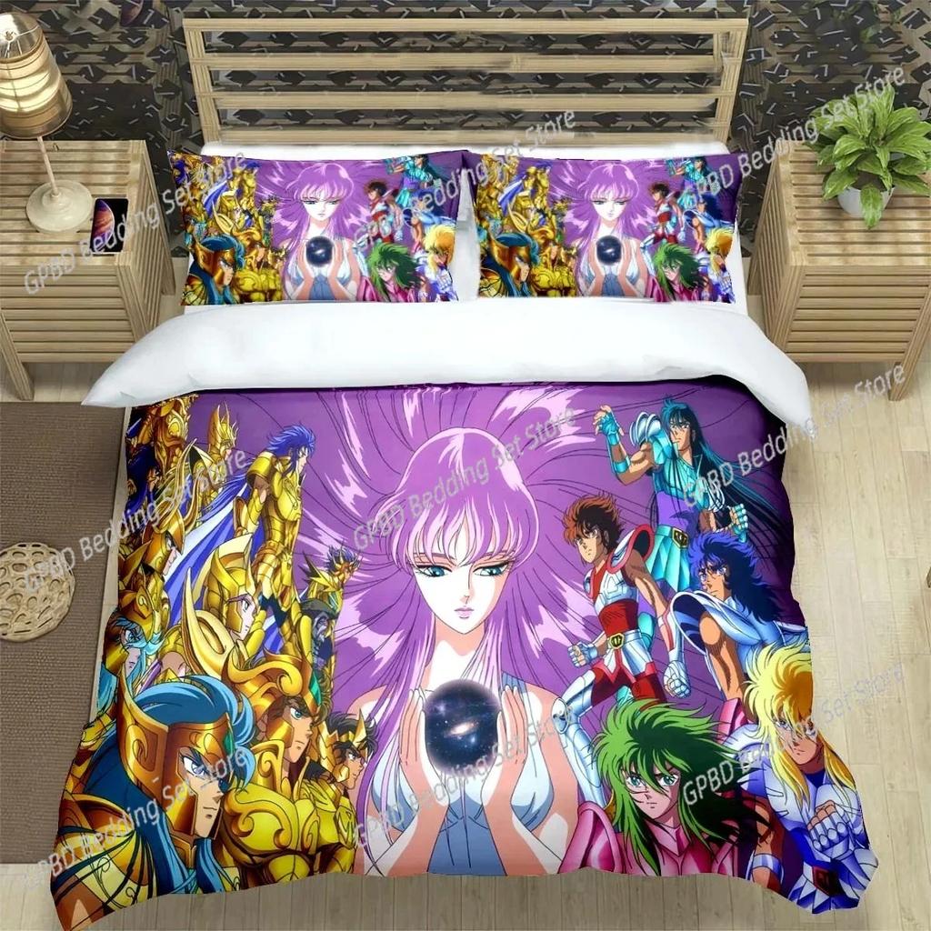 Comforter Saint Seiya 3D Bedding Set Black Comforter King Queen Size Polyester