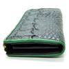 [Revetta] Crocodile Leather Long Wallet with Gold Python Interior, L-Shaped, Men's, Genuine Leather, Round Zipper, Green, Matte Finish [243crw]