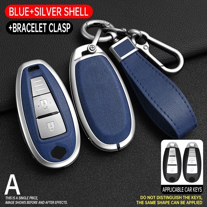 Zinc Alloy+ Leather Car Key Case Cover For Suzuki Baleno Ciaz Ertiga Ignis Kizashi Sx4 S-Cross Swift Vitars 2 3 Buttons Remote