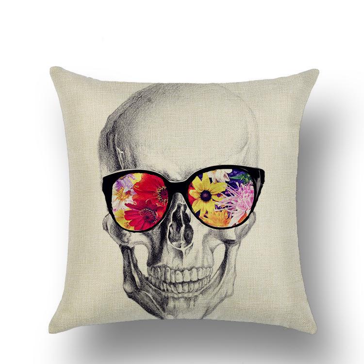 Halloween Skull Pillow Cover Funny Festival Pillow Cushion Line Pillow Cover Lazy