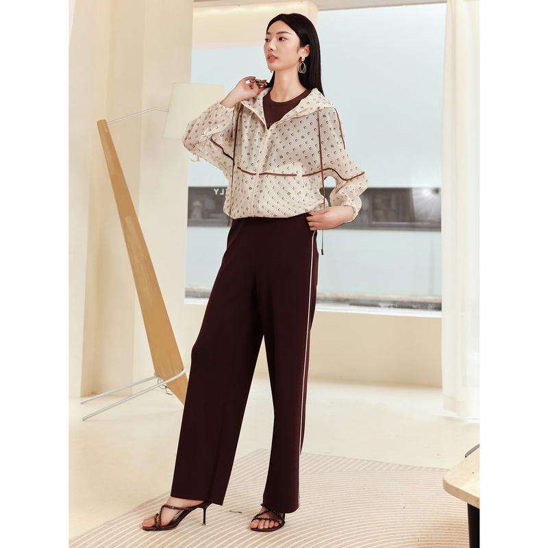 JZ Jiuzi Women's Summer Collection Simple and Comfortable Glutinous Rice Set Pants