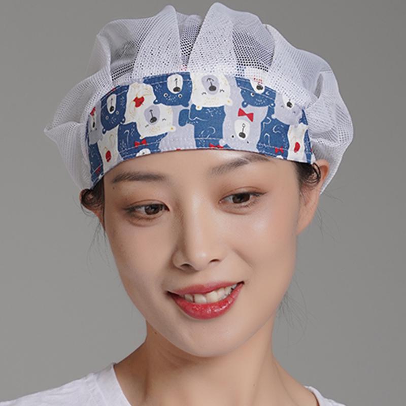 Breathable Dustproof Women's Work Cap - Mesh Chef Hat for Kitchen Hygiene, Oil & Smoke Proof