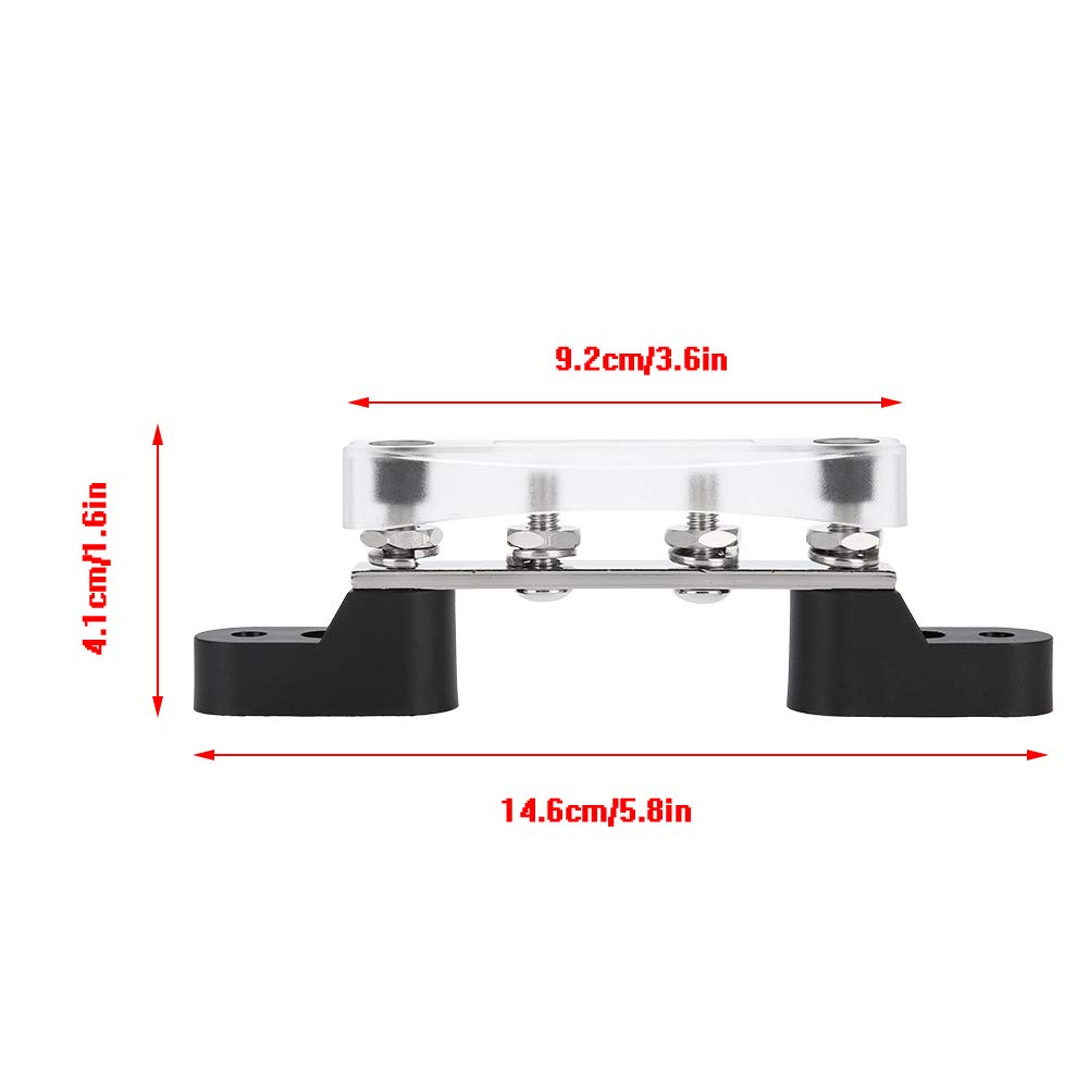 Bus Bar Stud Terminals - Qiilu 100Amp 12~48V 4 Stud Bus Bar Electrical Terminal Junction Block