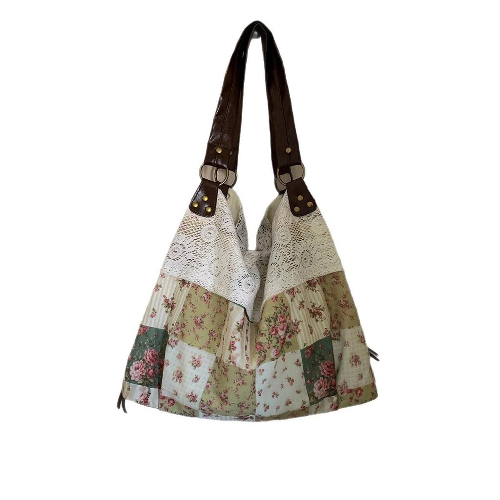 Lace Floral Patterned Patchwork Shoulder Bag for Carrying To Work