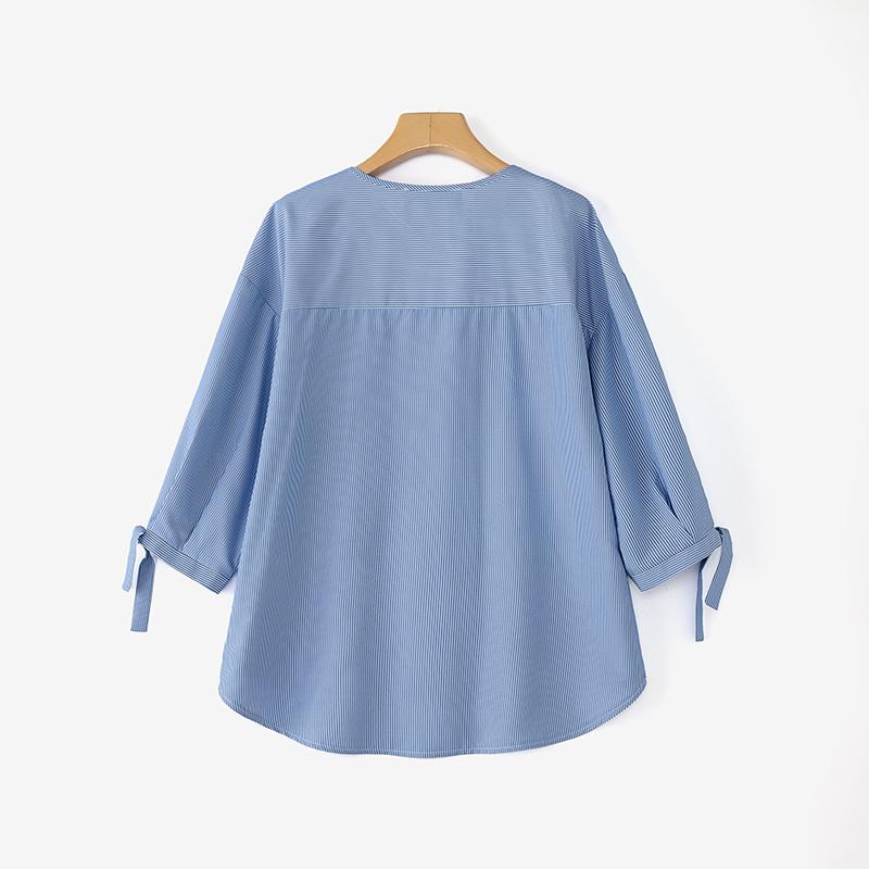 ZANZEA Women Casual Loose V Neck 3/4 Sleeve Plaid Print Irregular Blouse