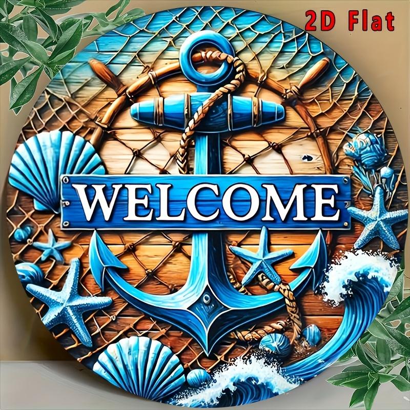 D Vintage Metal Sign Boat Anchor Starfish Nautical Wall Decor Plaque Rustic Wooden Hanging Ornament Waterproof Unique Shape Hom