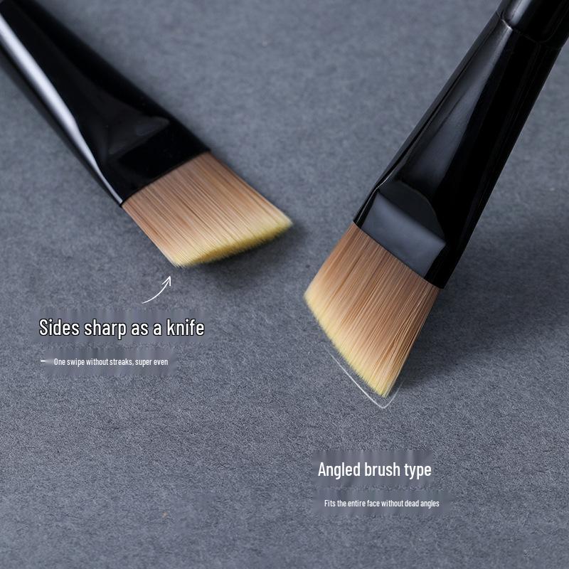 Flat Head Streak-Free Foundation Brush with Mixing Palette for Liquid Makeup Application