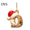 Reusable Acrylic Snowflake Berry Ornaments 2D Flat Christmas Ornaments, Gingerbread Letter Pendant with Santa Claus, Decorative Cookie Initial