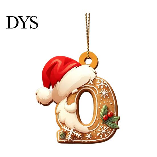Reusable Acrylic Snowflake Berry Ornaments 2D Flat Christmas Ornaments, Gingerbread Letter Pendant with Santa Claus, Decorative Cookie Initial