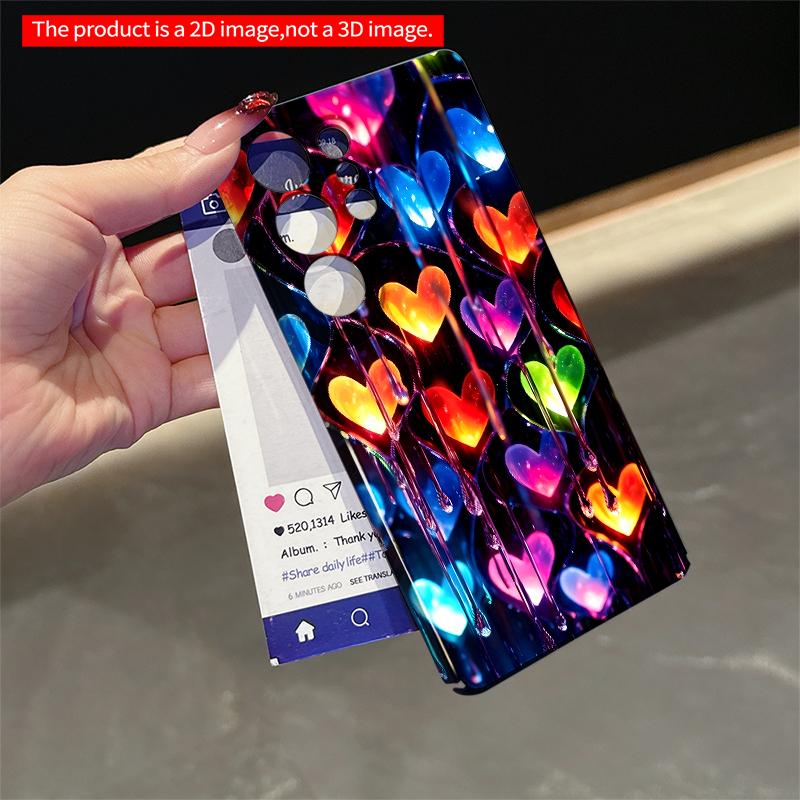 2DFlat Samsung phone case Glowing Hearts Melting Rainbow Light Applicable to Galaxy S23 S24 S25ULTRA S26 A12 A14 A15 A16 A54 A55