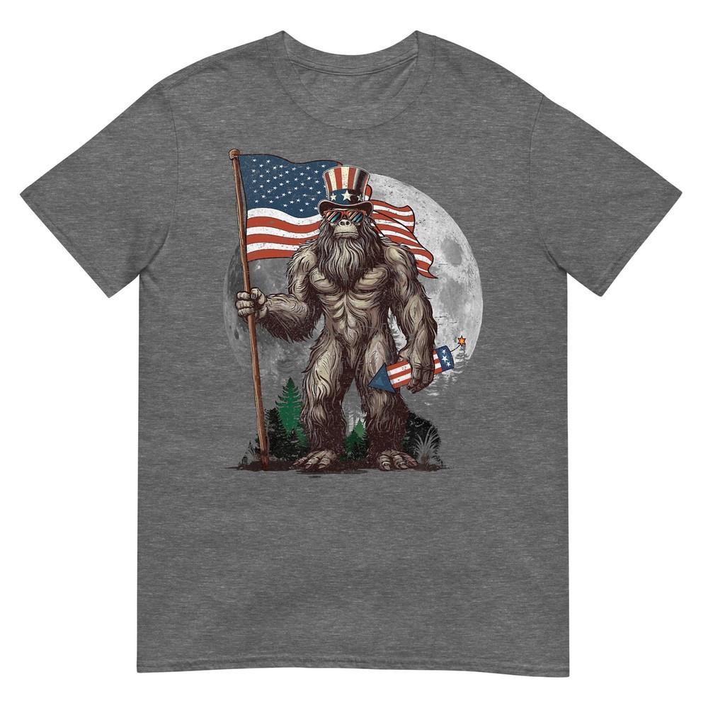 Bigfoot 4th Of July Shirts Unisex Sasquatch Usa American Flag Tshirt