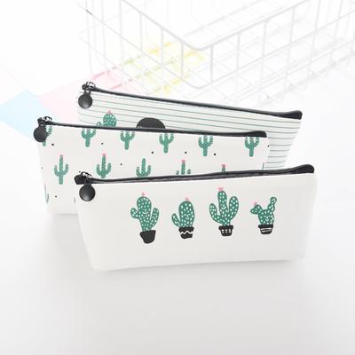 Fabric Canvas Cactus Pencil Case Cute School Pen Case Novelty Stationery Office Crayon Pencil Box Pen Bag Kawaii School Supplies