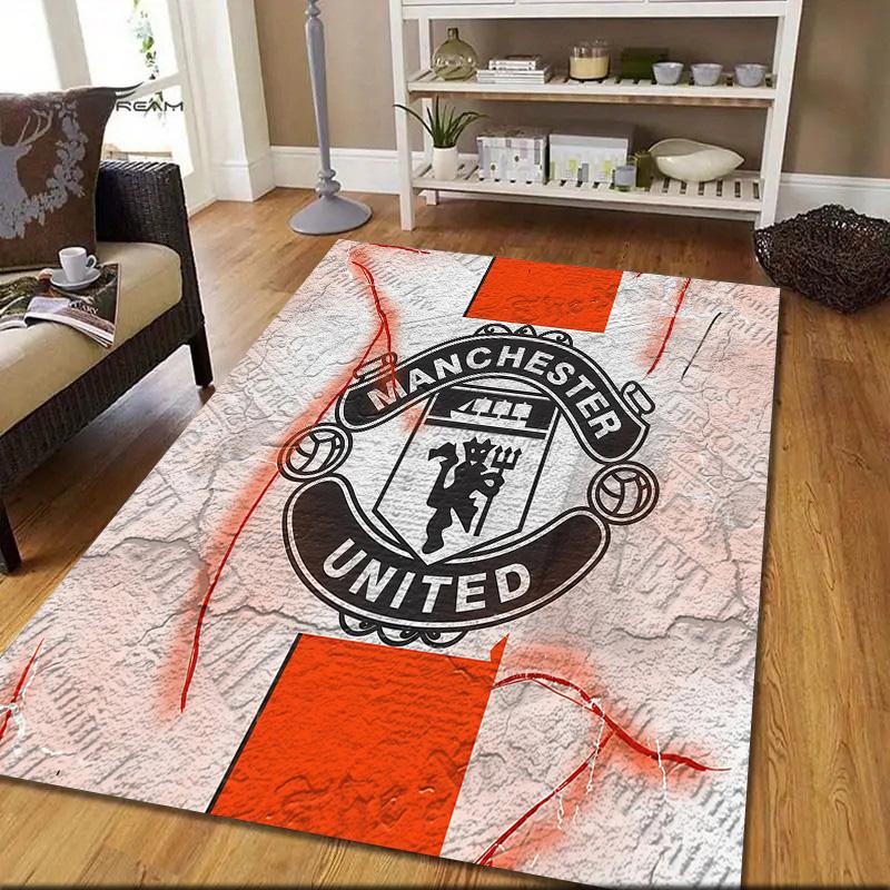 Manchester United2 Flannel Pattern Square Carpet,Area Rug,Carpet Rug for Living Room Bedroom Sofa Playroom Decor,Non-slip Floor Mat