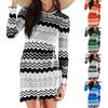 Women's  Round Neck Color Blocked Knitted Hollow Loose Striped Sweater Women's Dress