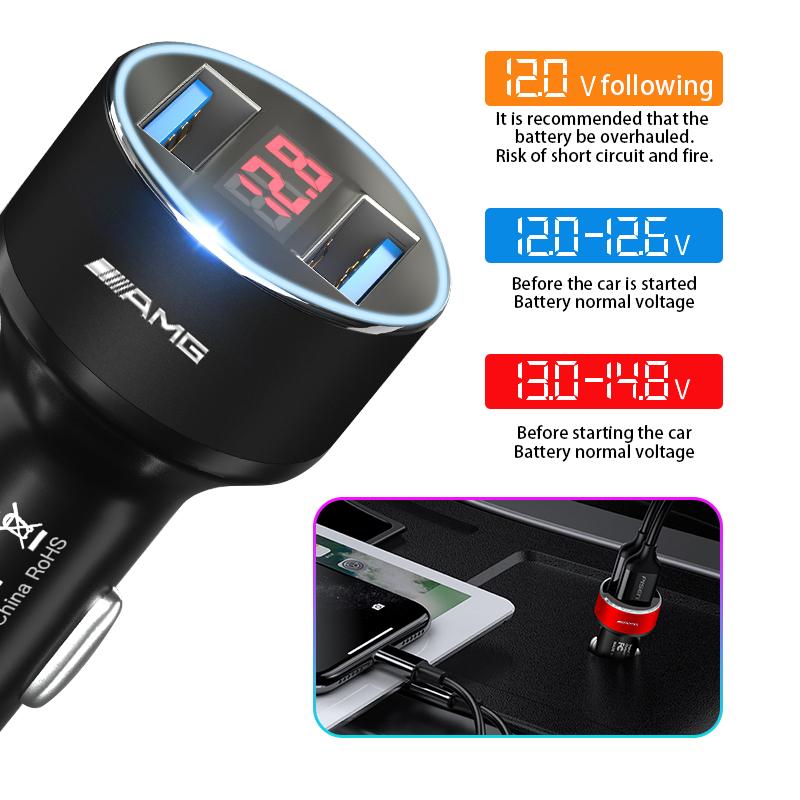 2USB Ports Fast Charging Digital Display Car Charger Car Accessories For Mercedes-Benz AMG W166 W212 W204 C E ML GL GLK Class X166 X204