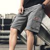Men Cargo Shorts Plus Size Loose Solid Color Multi Pockets Straight Soft Breathable Mid Waist Pockets Quick-drying Knee Length Shorts