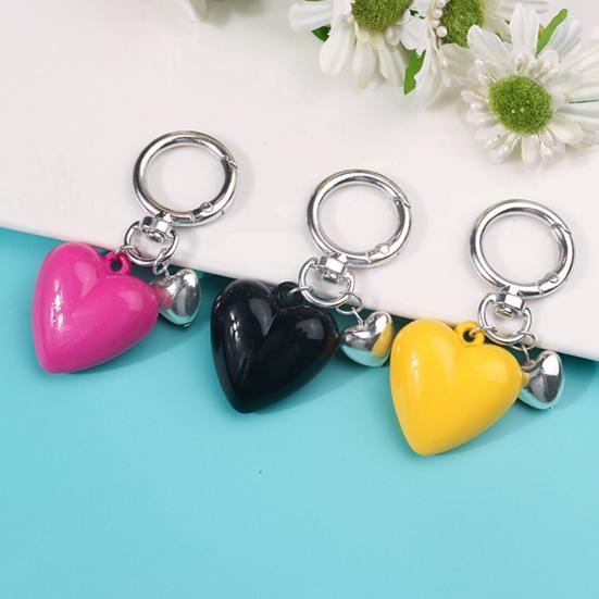 Keychain Pendant Metal Spring Buckle Smooth Open Close Mini Glossy Resin Heart Charm Key Chain Keys Bags Car