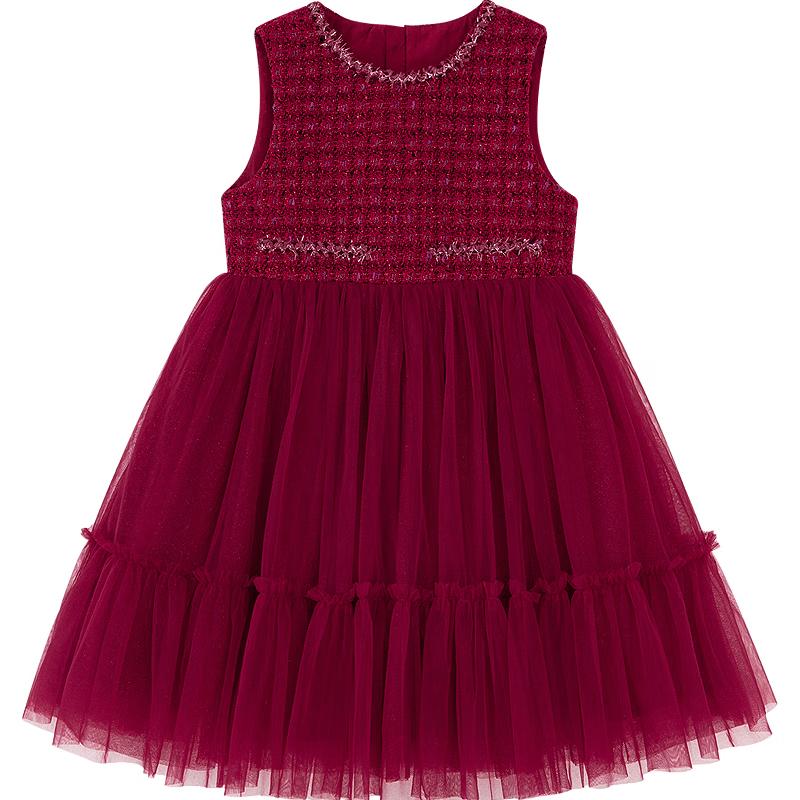 Minibala Girls  Plaid Wool Blend Sleeveless Dress 140