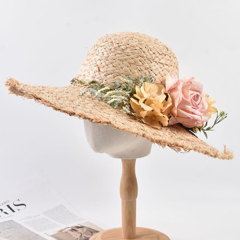 Summer Natural Straw Sun Hat For Women Oversize Fashion Floppy Shade Dome Hat Outdoor Travel Foldable Beach Hat