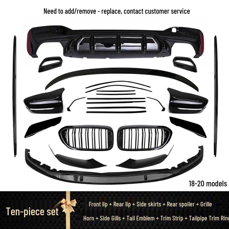 Compatible BMW New 5 Series Front & Rear Lip Kit (525/530Li) - Black Warrior MP Modification Kit.