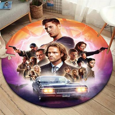 Supernatural Round Area Rug,Carpet Rug for Living Room Bedroom Sofa Playroom Decor,Non-slip Floor Mat