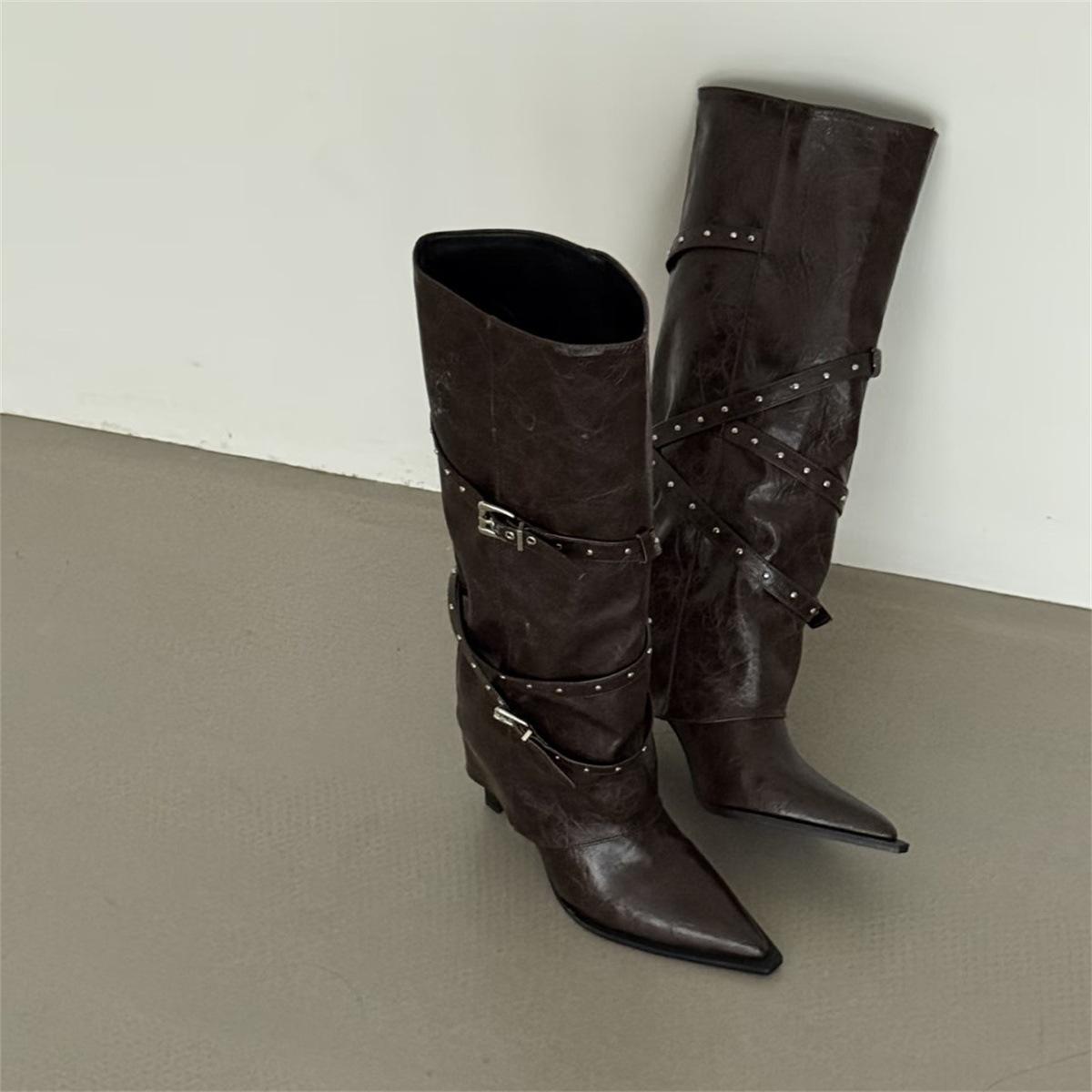 Hottie Skinny Heel High Heel Boots Skinny Pointed Boots Pants Boots 40
