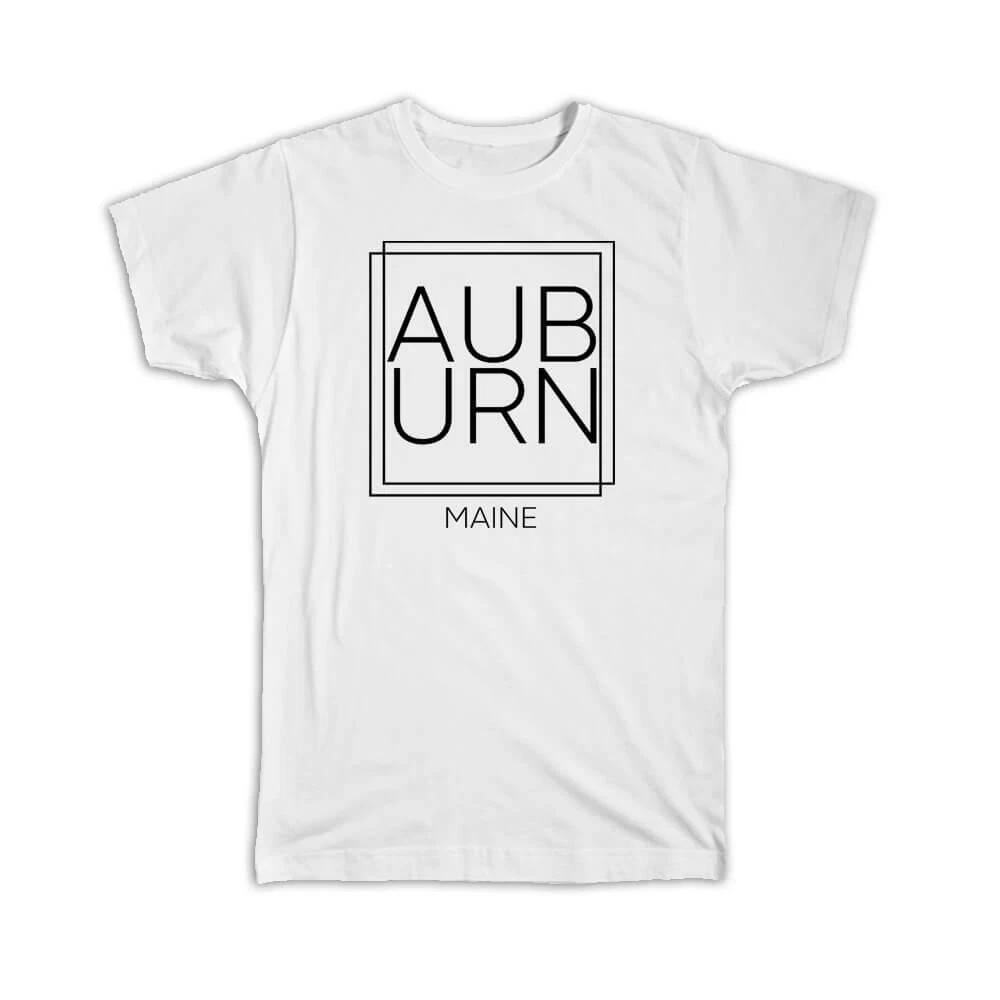 Gift T-Shirt : AUBURN Maine Square Modern Minimalist Font M
