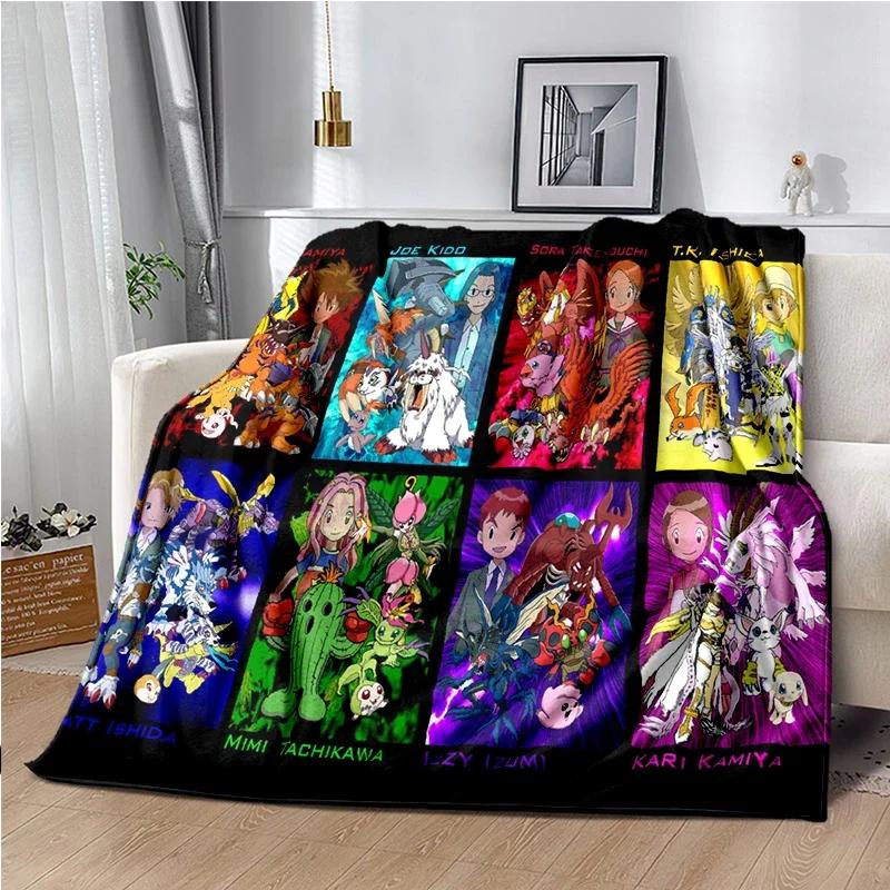 Japane Cartoon D-Digimon Throws Blanket Sofa Hiking Picnic Super Soft Quilt Bed Thermal Cute Anime Flannel Blanket Birthday Gift