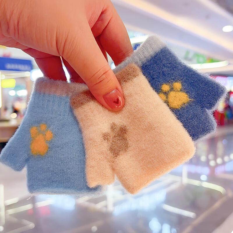 LCsanyp Kids Half-Finger Warm Gloves