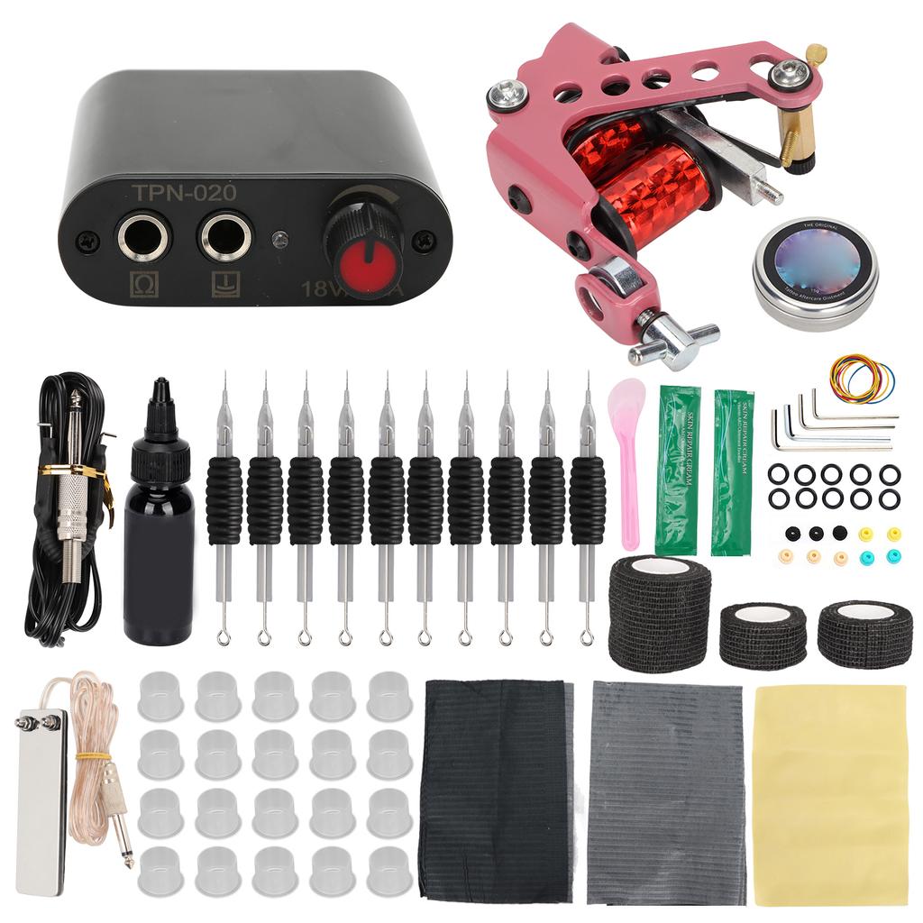 Complete Tattoo Machine Kit Tattoo Power Supply Practice Pigment Practice Skin Repair Cream Set