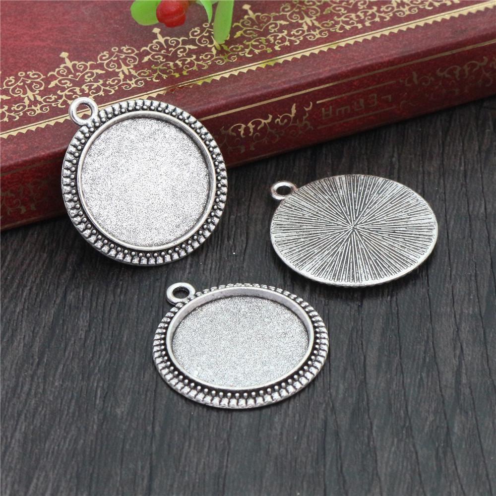 10 pièces Taille intérieure 20 mm Plaqué Argent Antique et Bronze et Rhodium et Noir Style Classique Cabochon Base Support Breloques Pendentif