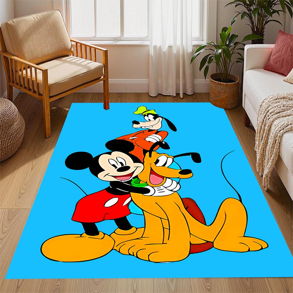 Classic Disney Characters Disney Cartoon Theme Anti-Slip Rug - Polyester, Home Decor, Suitable for Bedrooms, Living Rooms, Doorways, and Studios