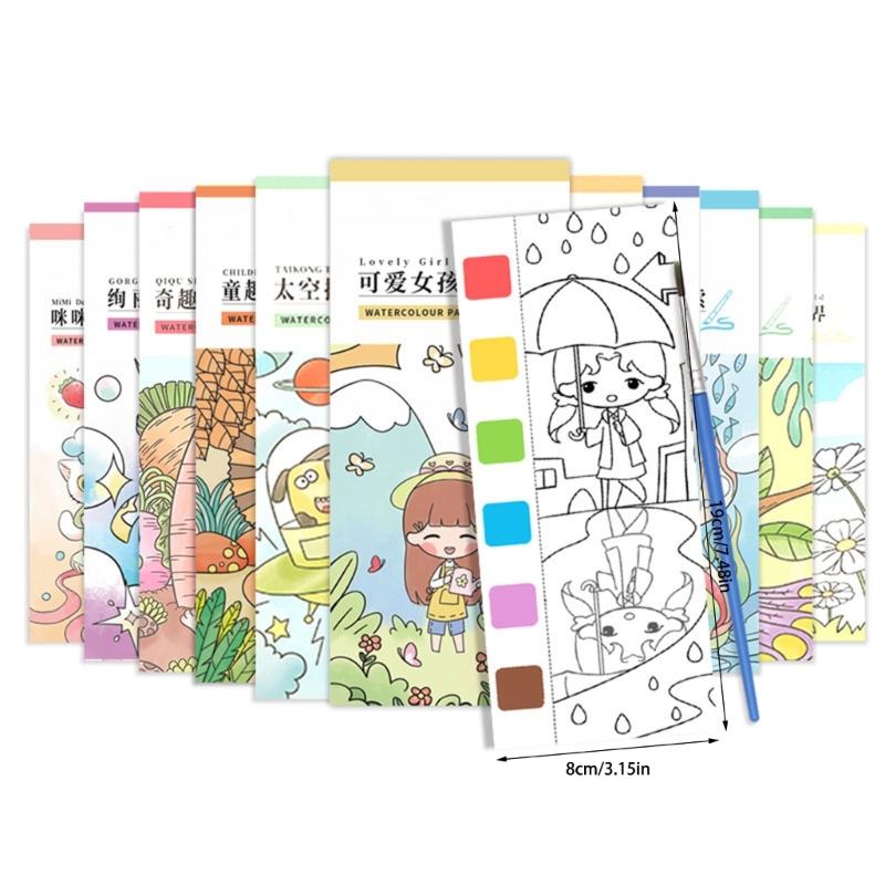 Kids Watercolor Art Sketching Book with Built in Paint and Art Brush For Childrens Beginner Artists Travel Drawing