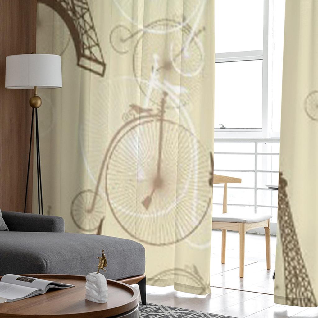 Eiffelturm Fahrräder Tüll Durchsichtige Fenstervorhänge Für Wohnzimmer Das Schlafzimmer Moderne Chiffon Voile Organza Vorhänge Dekor Vorhänge