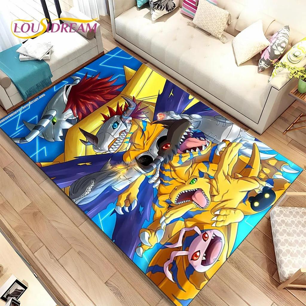 Çizgi Film Digimon Adventure Alan Halısı Büyük, Oturma Odası Yatak Odası Kanepe Giriş Halısı Dekorasyonu için Halı, Kaymaz Zemin Matı Kaplaması 3D