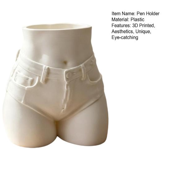Butt Pen Holder, 3D Printed Female Form Pencil Cup, Body Art Booty Shaped White Desk Organizer for Home Office Supplies