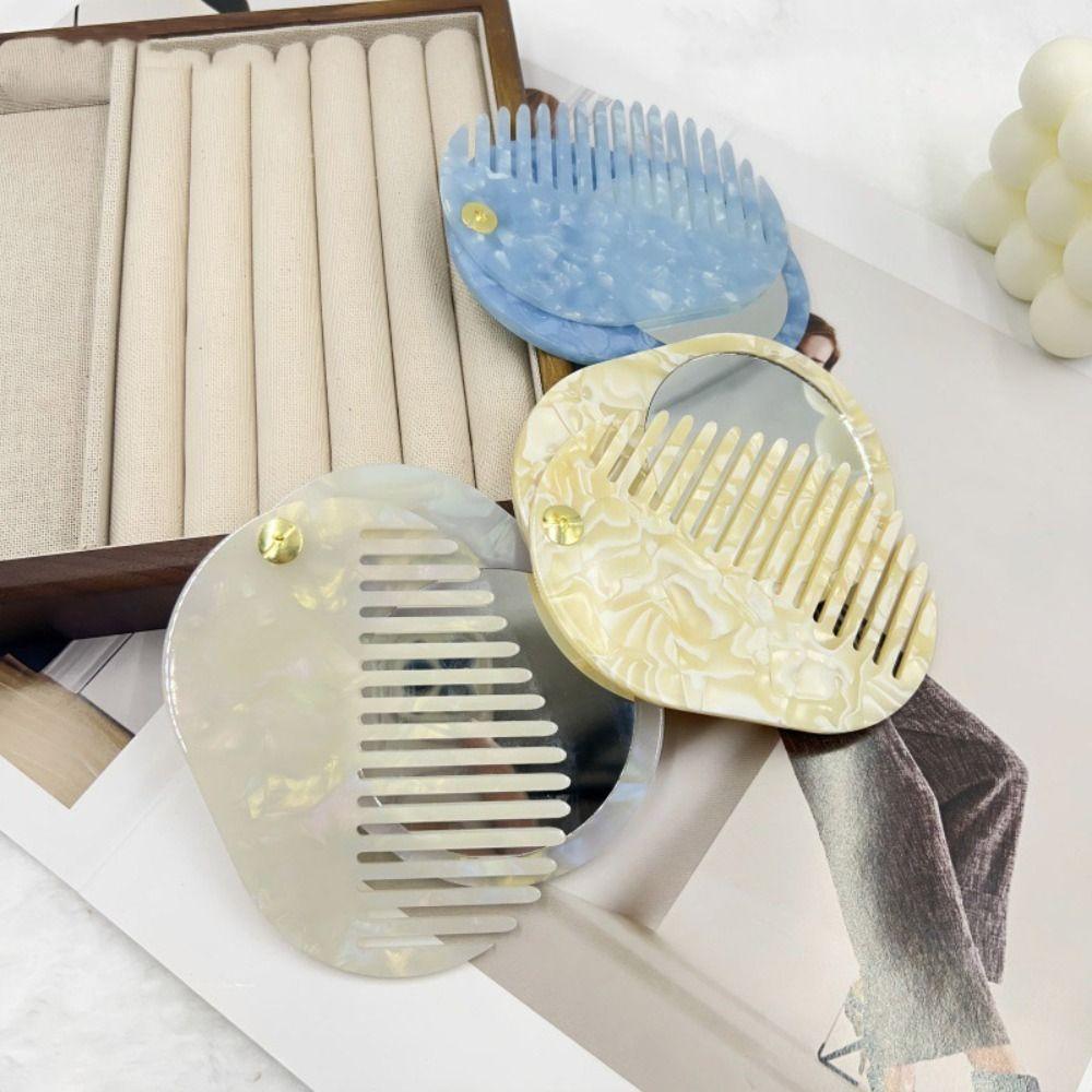 Acetate Hair comb Mini Mirror comb Simple Makeup Mirror  Travel