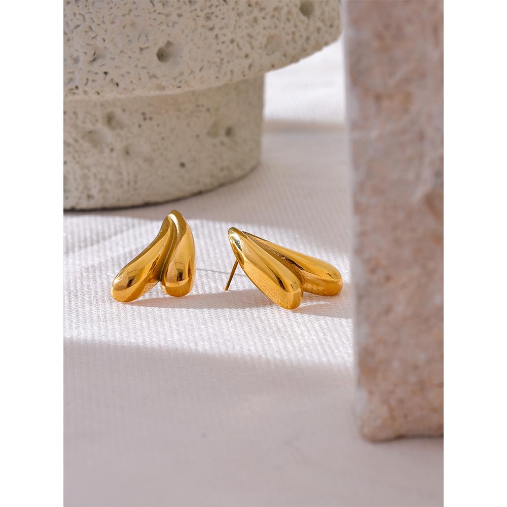 Yhpup Minimalist Stainless Steel Metal Geometric Stud Earrings Personalized Fashion Versatile Daily Jewelry Bijoux Women